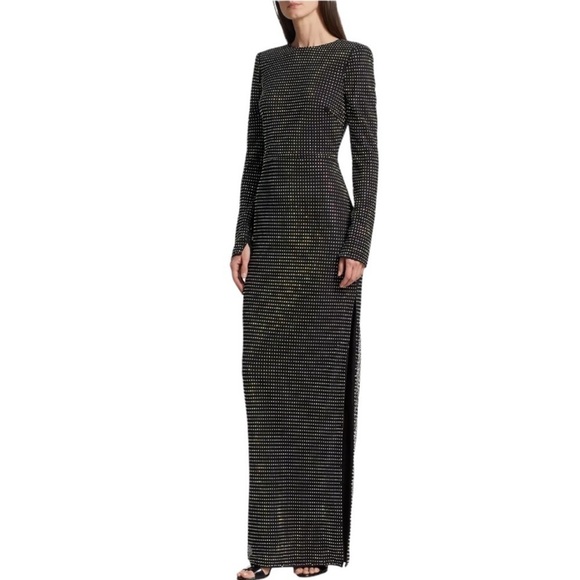 Monique Lhuillier Lorelei Crystal Net Gown Black Size 10 NEW - Picture 4 of 16